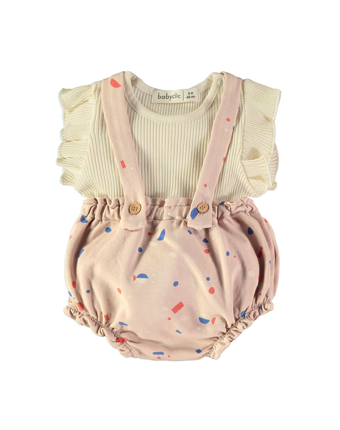 Bloomer with suspenders + T-shirt<br>Sardines Pink