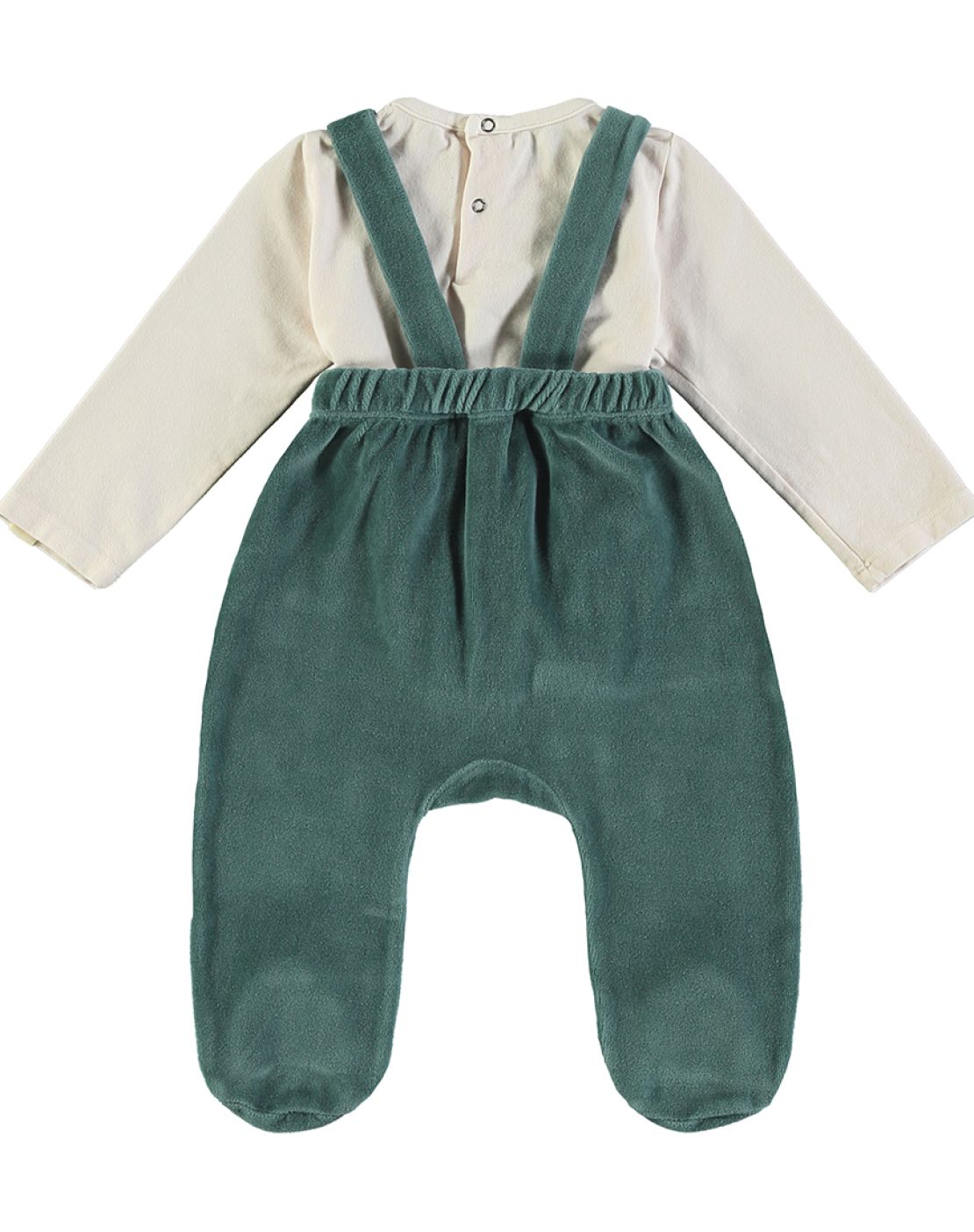 Salopettes + Tshirts<br>VELOUR FOREST GREEN