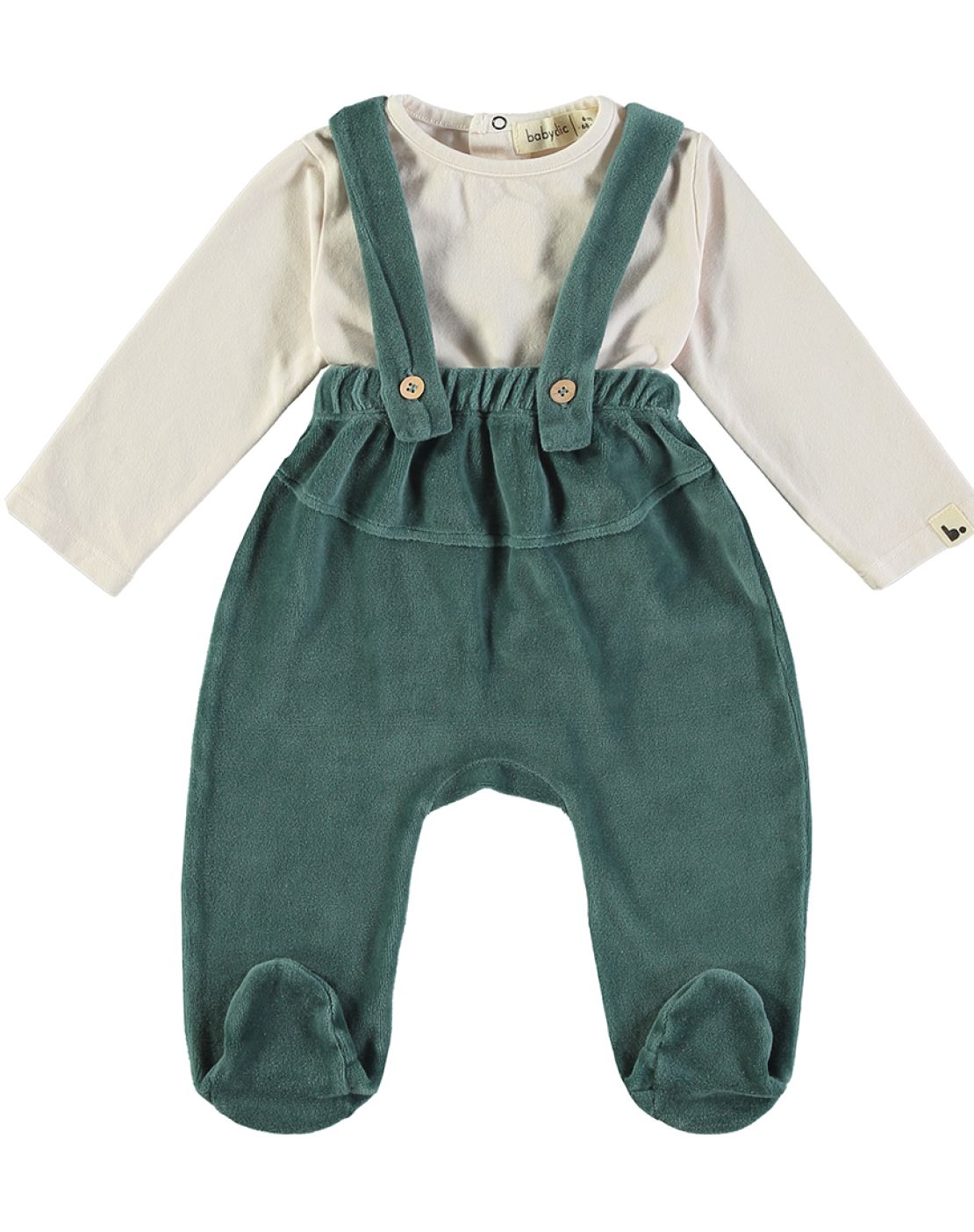 Salopettes + Tshirts<br>VELOUR FOREST GREEN